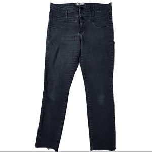 No Boundaries size 15 black mid rise skinny jeans with raw cuffs & triple button